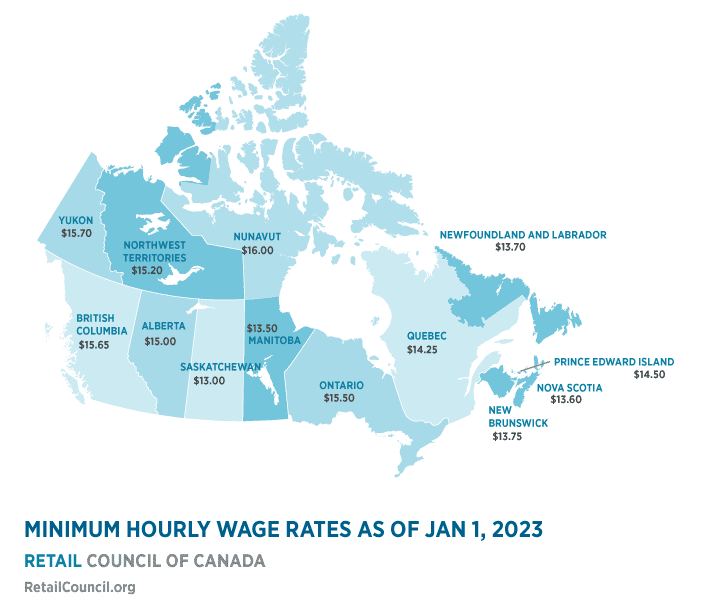 Salário mínimo por província no Canadá